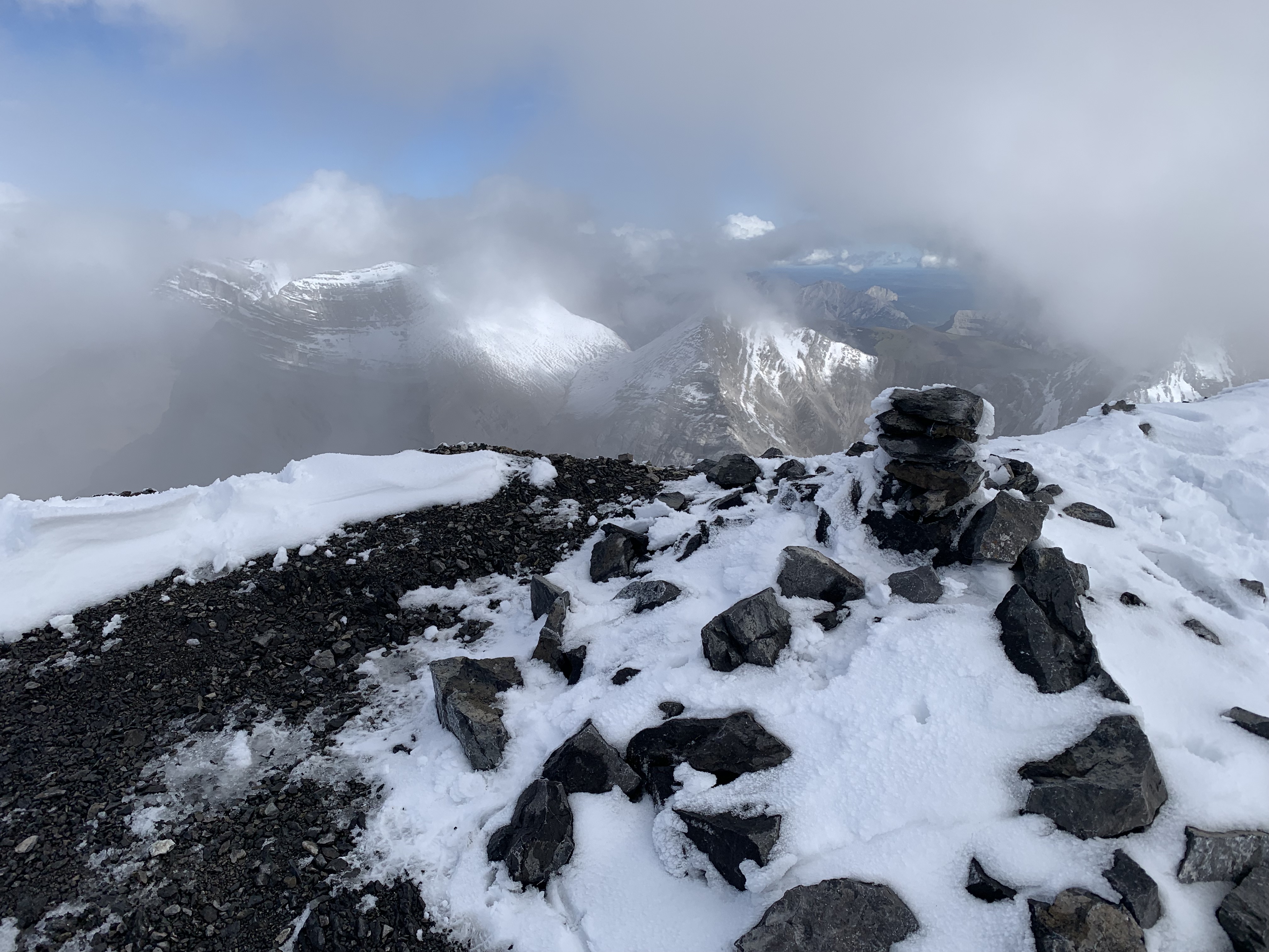 The summit cairn of Mount Sparrowhawk