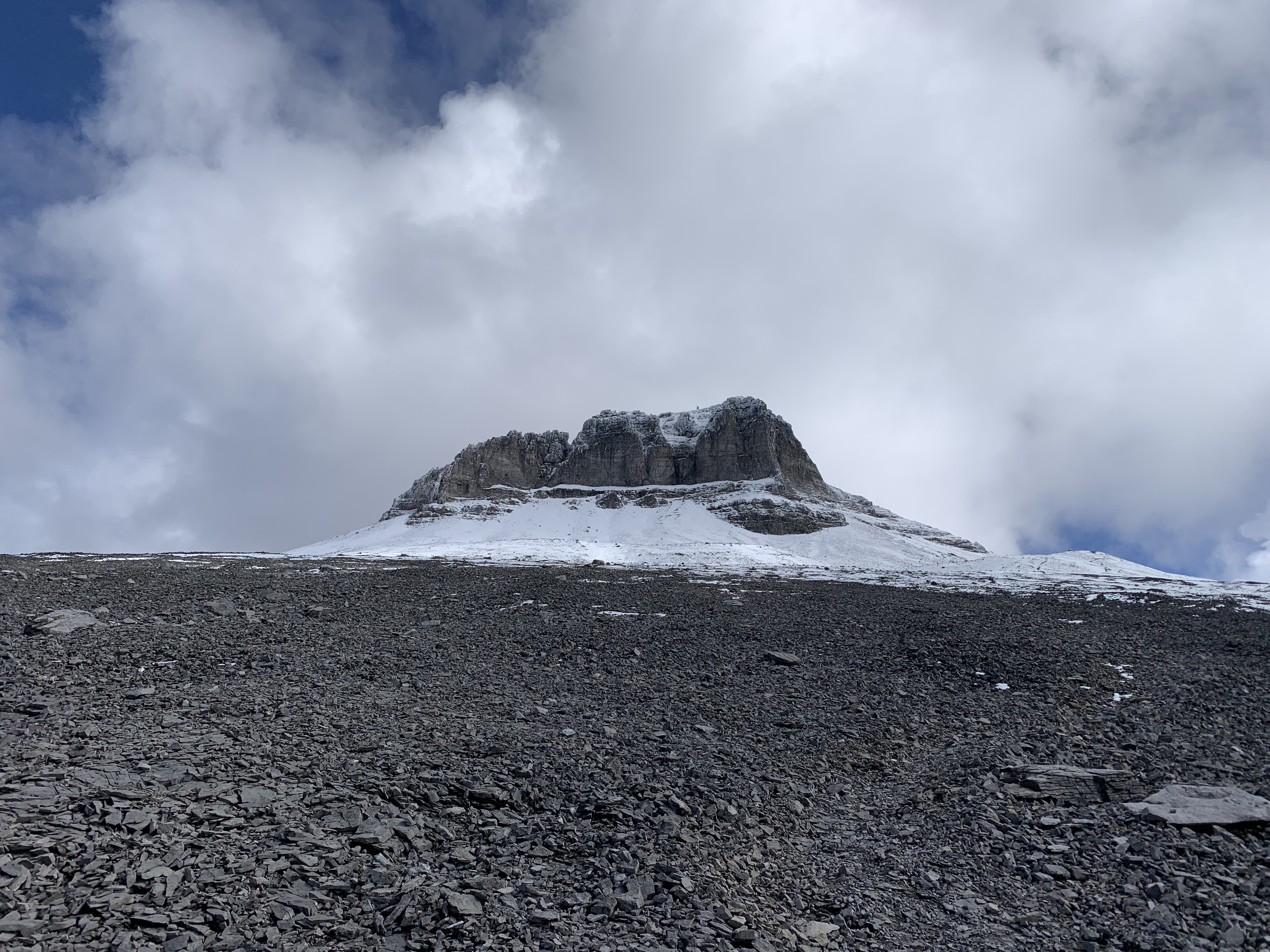 The snow line moved up on Mount Sparrowhawk