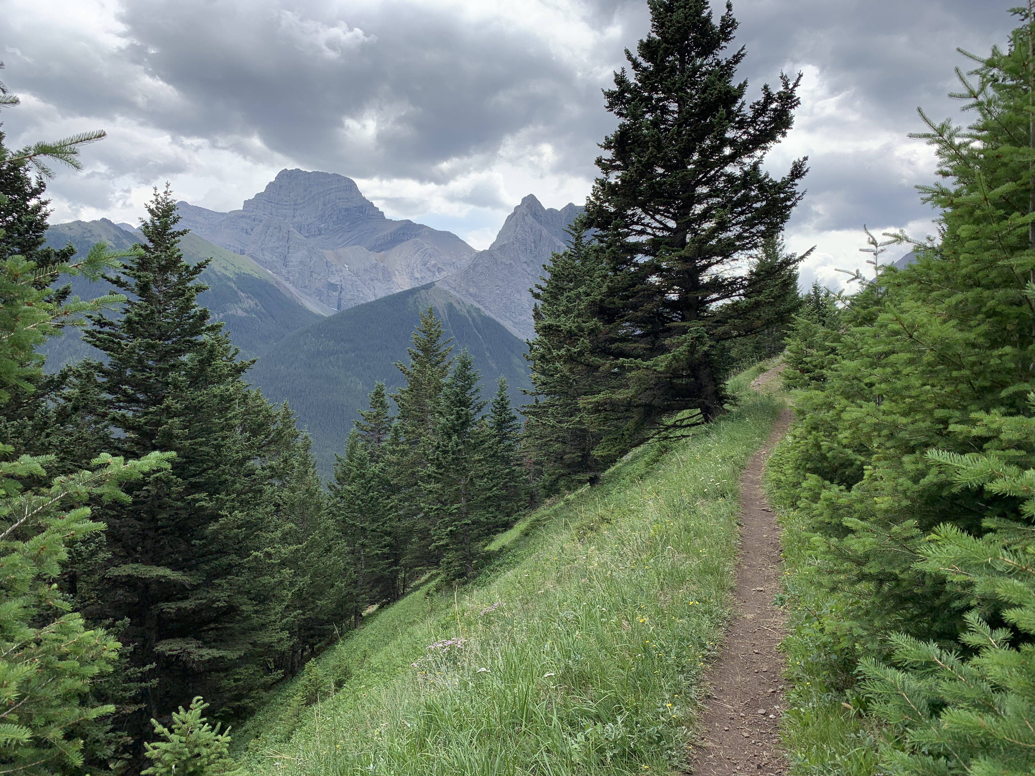 On our way down Wind Ridge, looking back over at Lougheed 1 and Windtower.