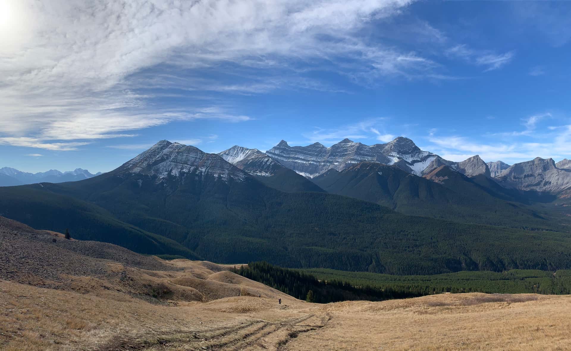 A nice perspective of the terrain. The views of the Lougheeds and Allan and Collembola are a treat with the light dusting of snow. It provides a nice contrast to the rock (another reason to complete this hike in the shoulder season).