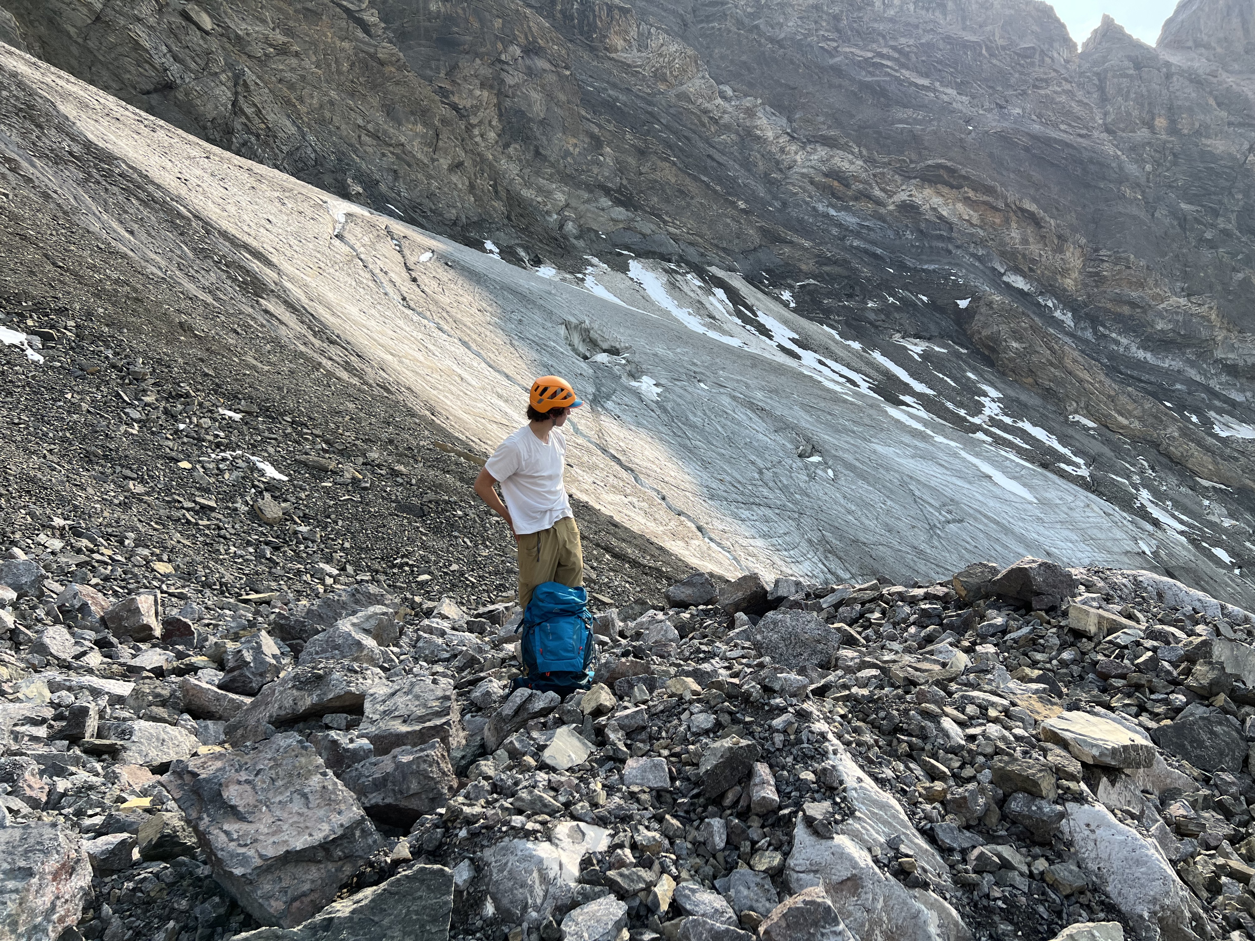 Me looking at the remnant glacier on Watermelon Peak