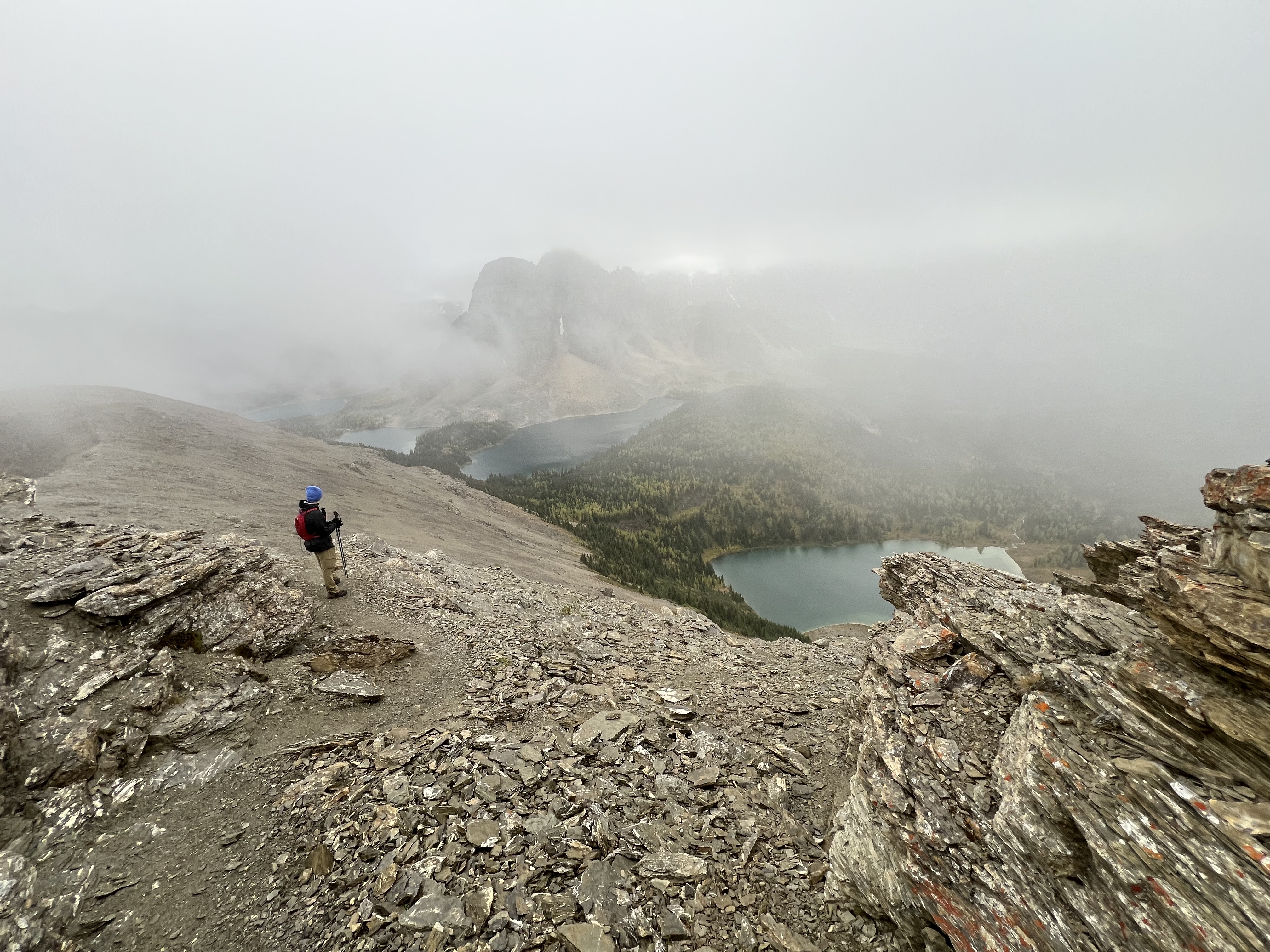 Coming out of the clouds on Nub Peak