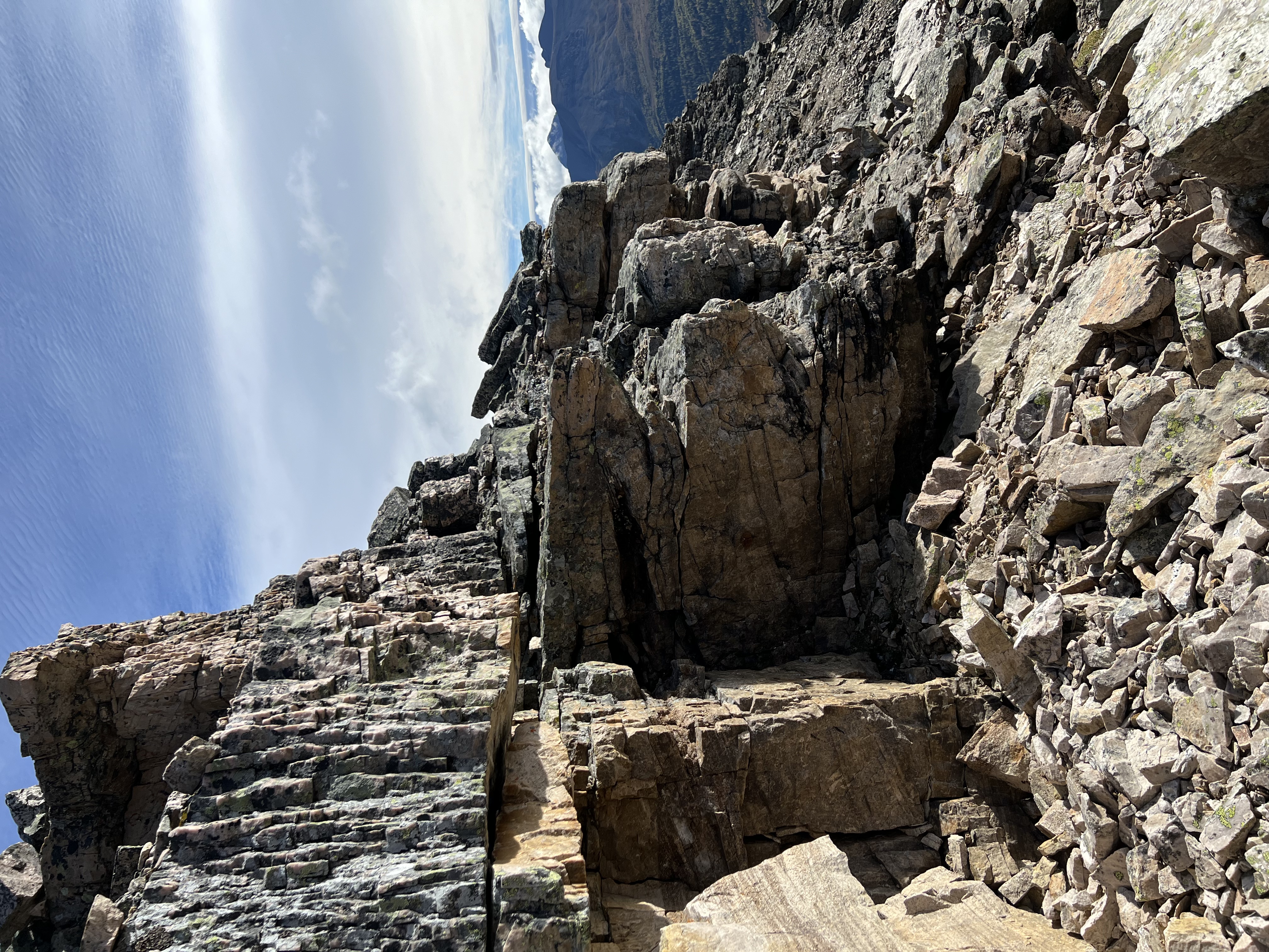 A short step near the summit of Sunburst Peak