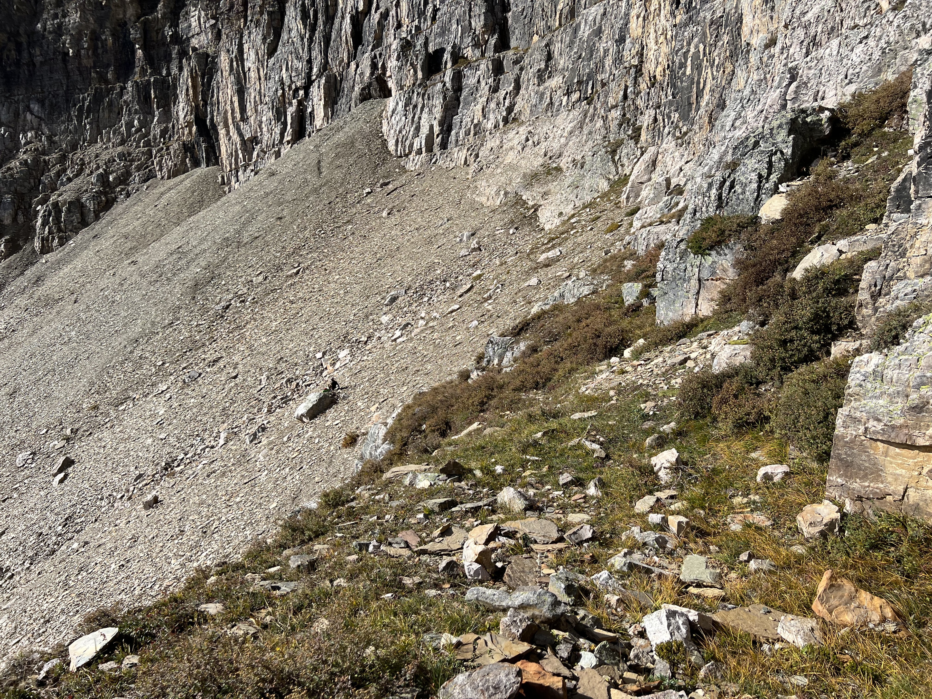 The correct ledge traverse on Sunburst Peak