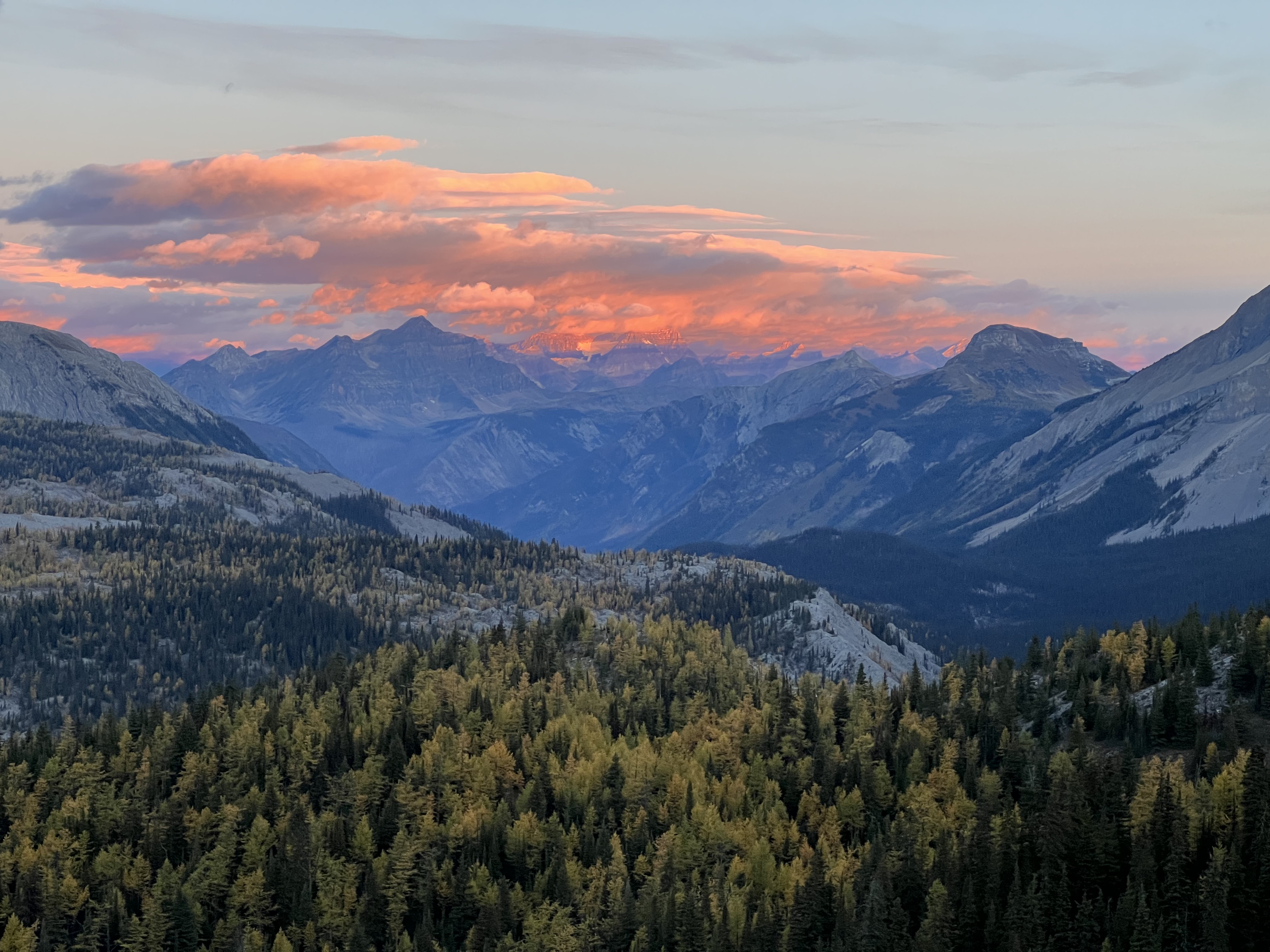 Telephoto shot of the sunrise on Mount Ball