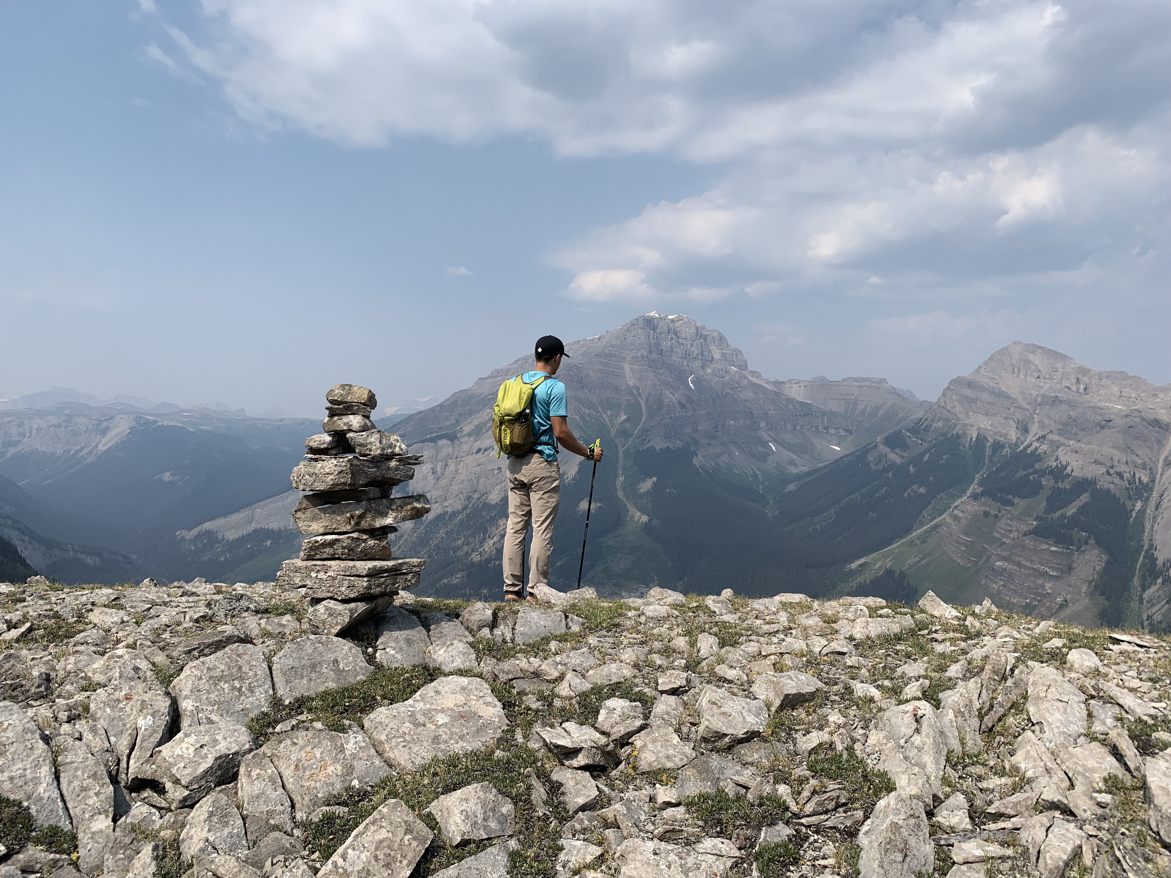 After getting back to the ledge on Brewster Peak, I got this beautiful shot of Antoine and our cairn.