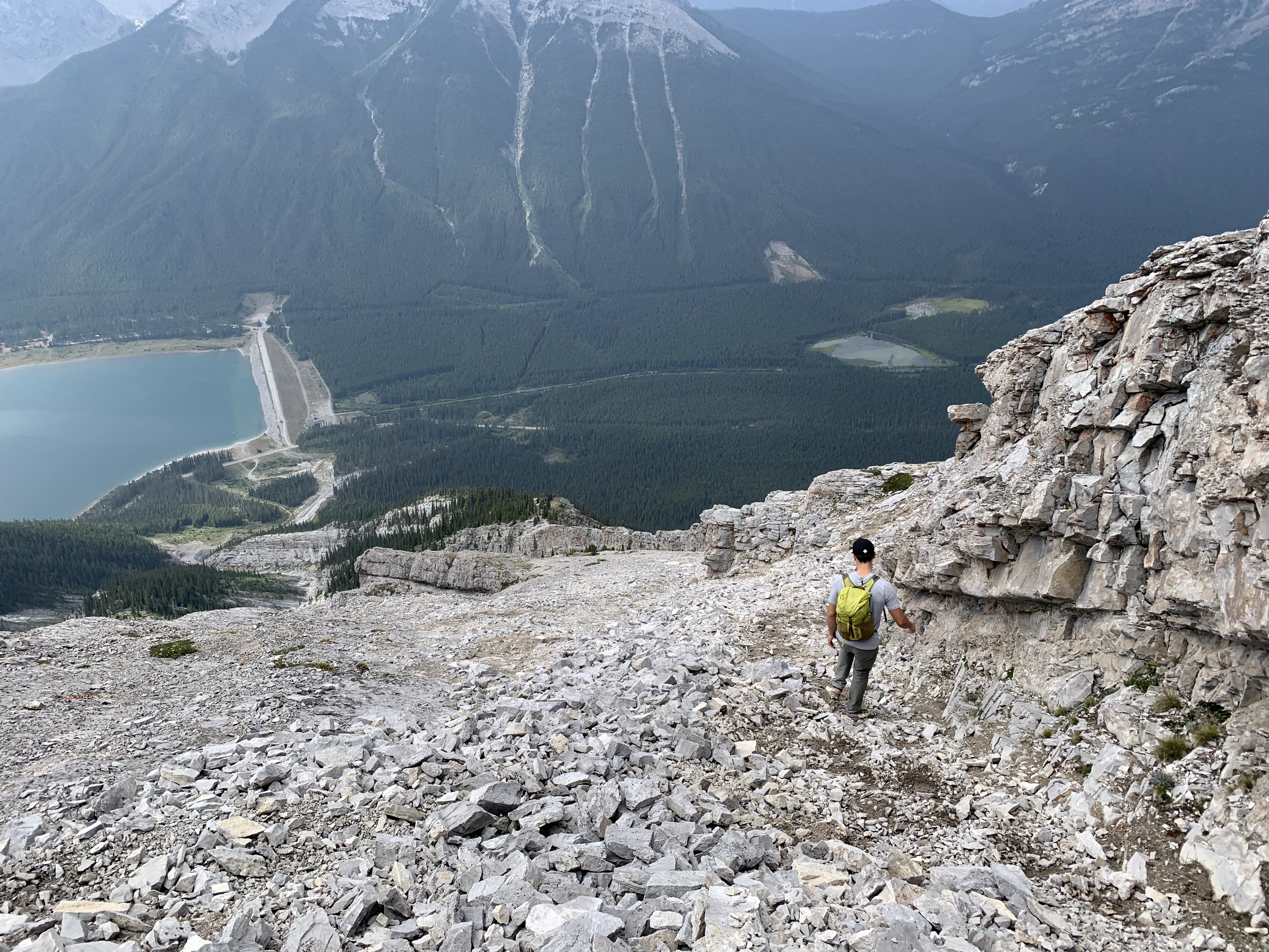 Sticking close to the cliff band on skier’s right on the descent from Big Sister. It was still great scree running. Definitely a better descent than going down what we came up.