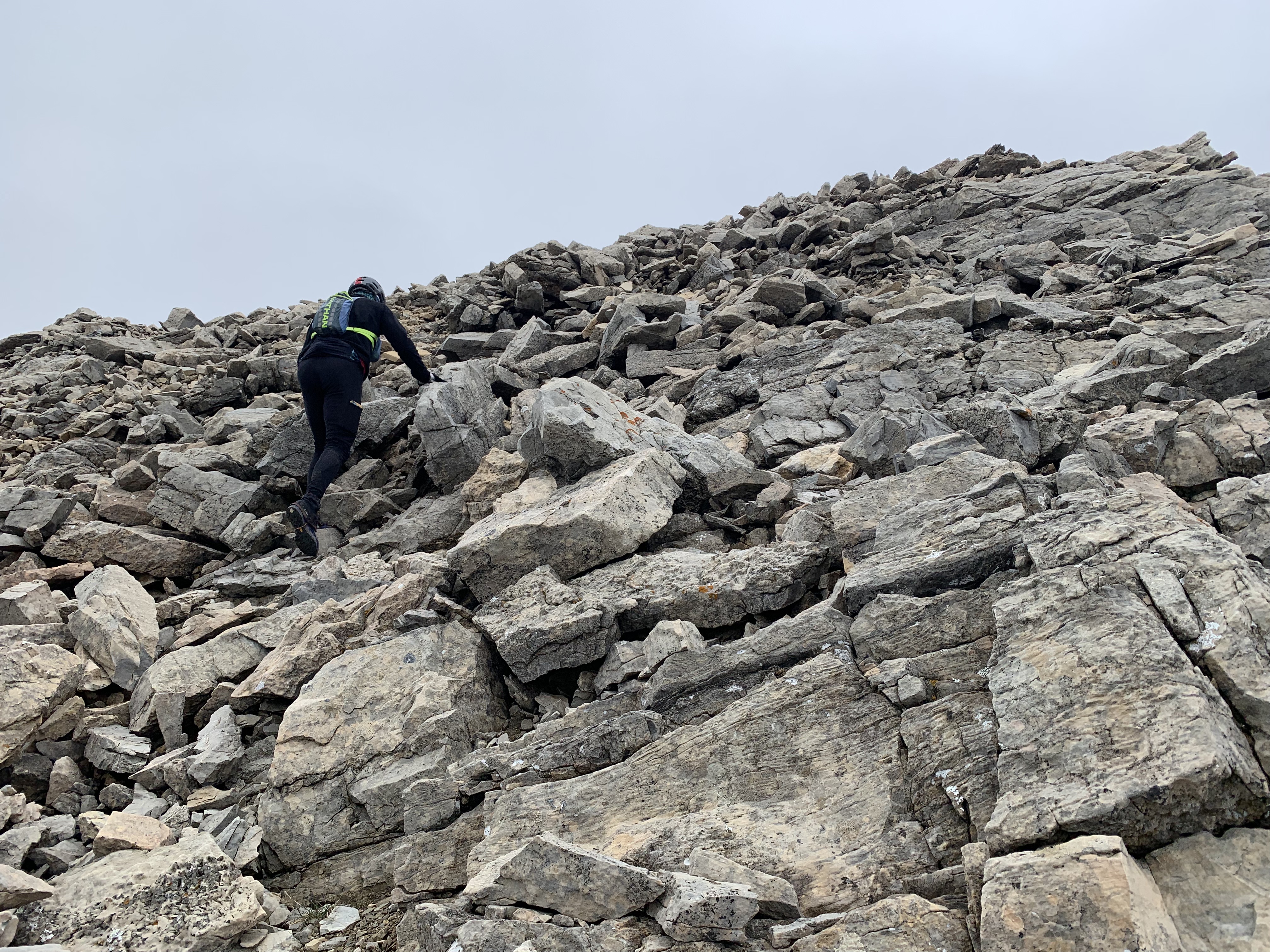 Final steps to the summit of Mount Field