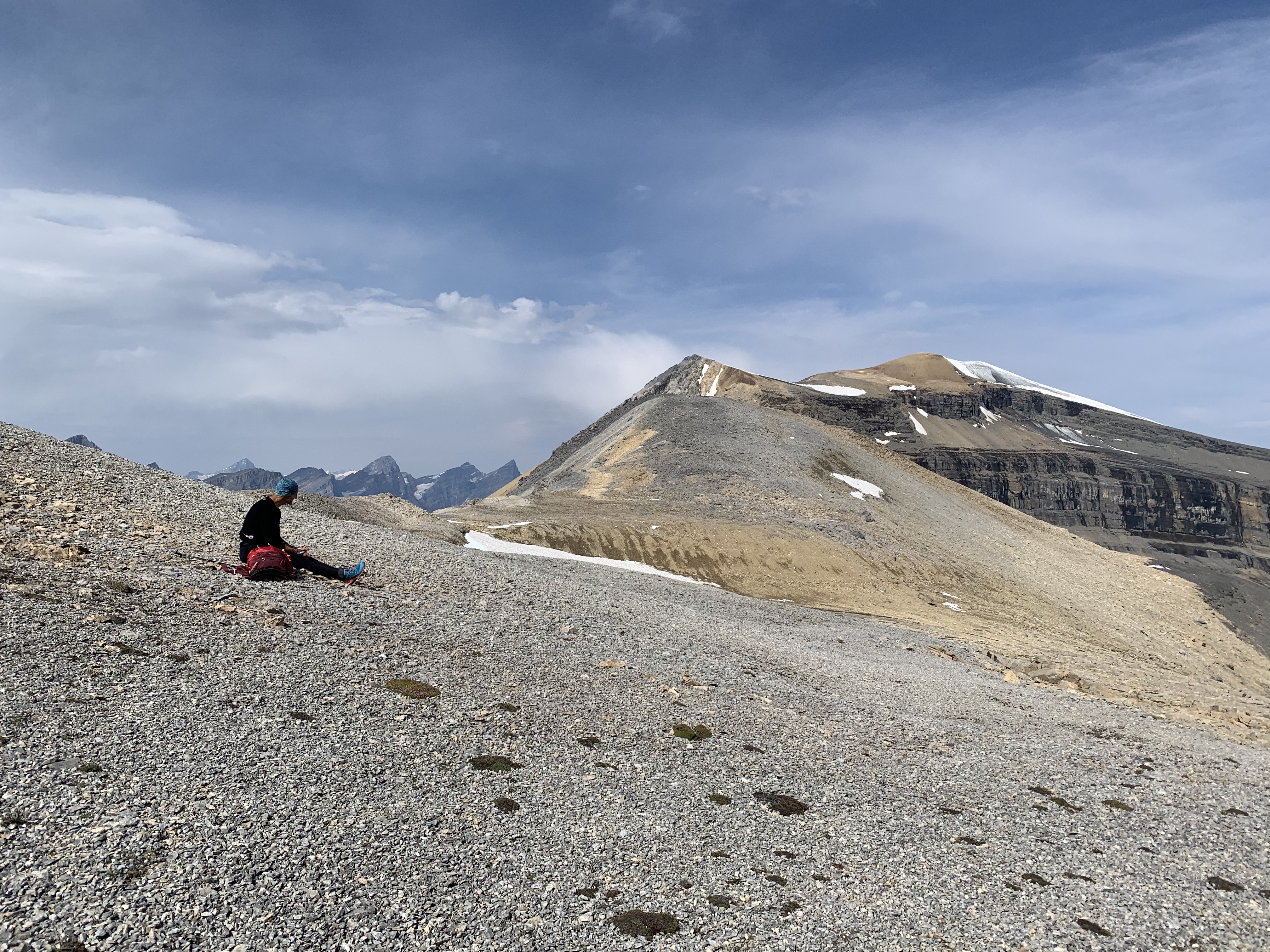 My dad lounging in between the outliers of Observation Peak