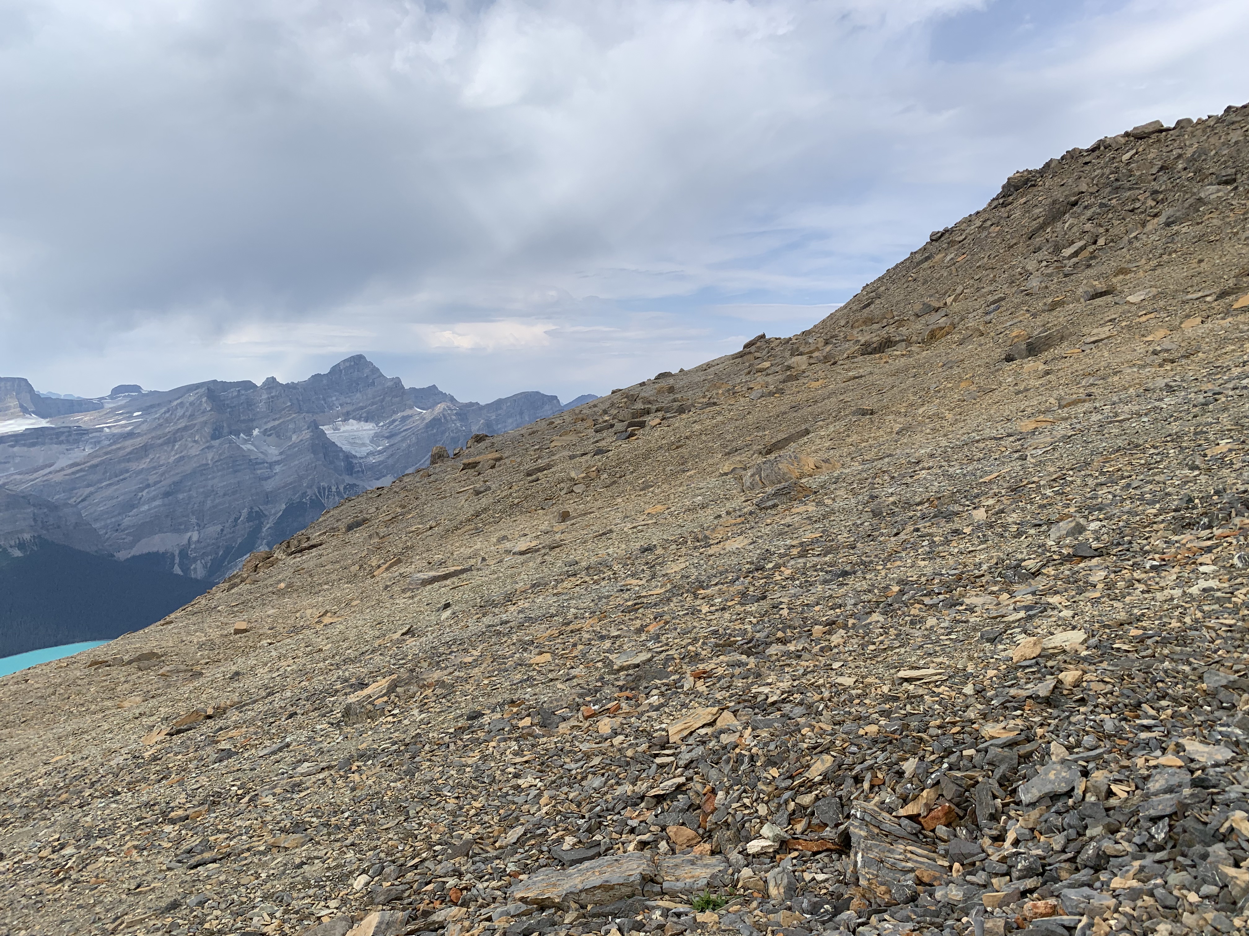 Traverse bench on the descent from Charlie Peak