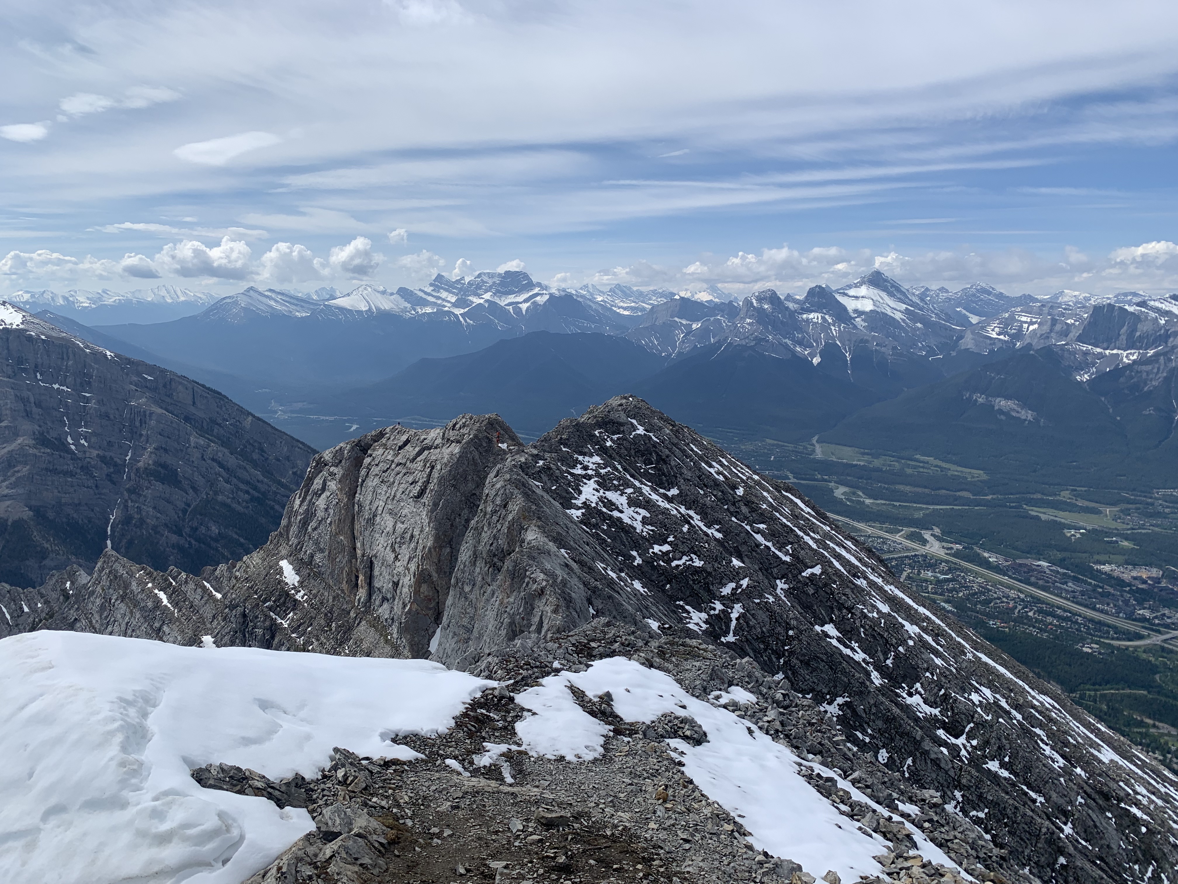 The summit ridge of Mount Lady MacDonald, with the Bow Valley behind