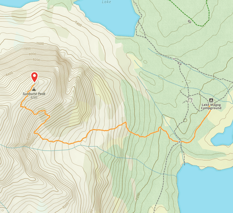 Sunburst Peak Gaia GPS route