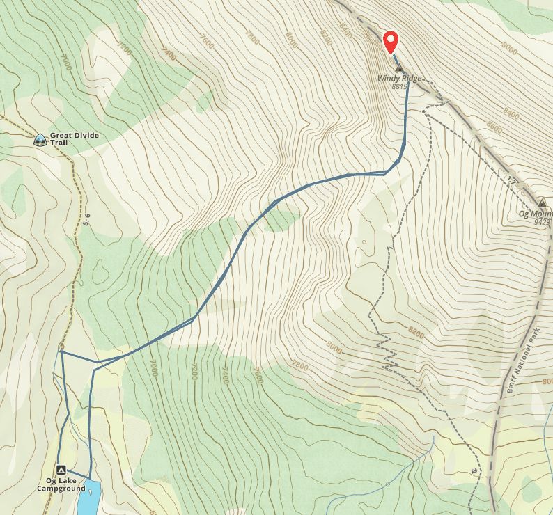 Windy Ridge Gaia GPS route